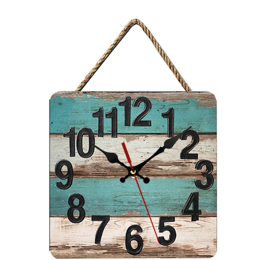 

Variety Colors And Patterns 10 Inch Creative Retro Living Room Custom Home Decor Square wall clock