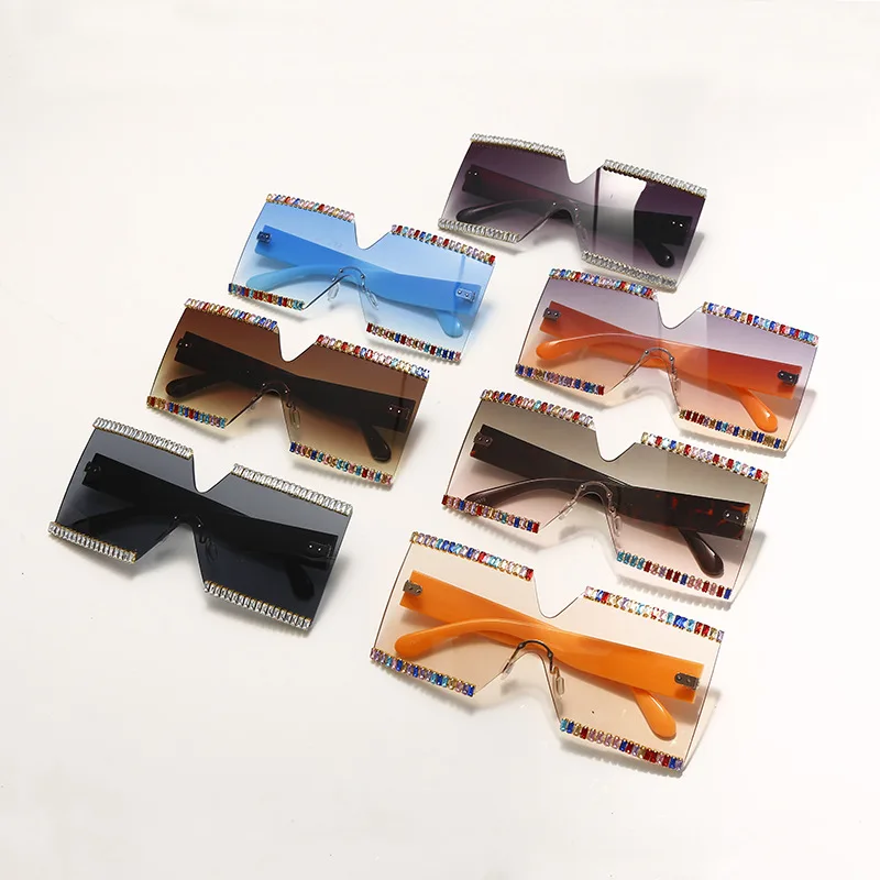 

LBAshades 2021 new squar rimless diamond sunglasses Fashion ocean piece multicolor sunglasses