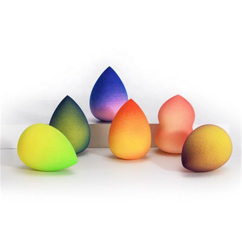 

Best Selling Latex Free Soft Colorful Puff Makeup Sponge, Orange-yellow/yellow-green/blue-pink/black-yellow