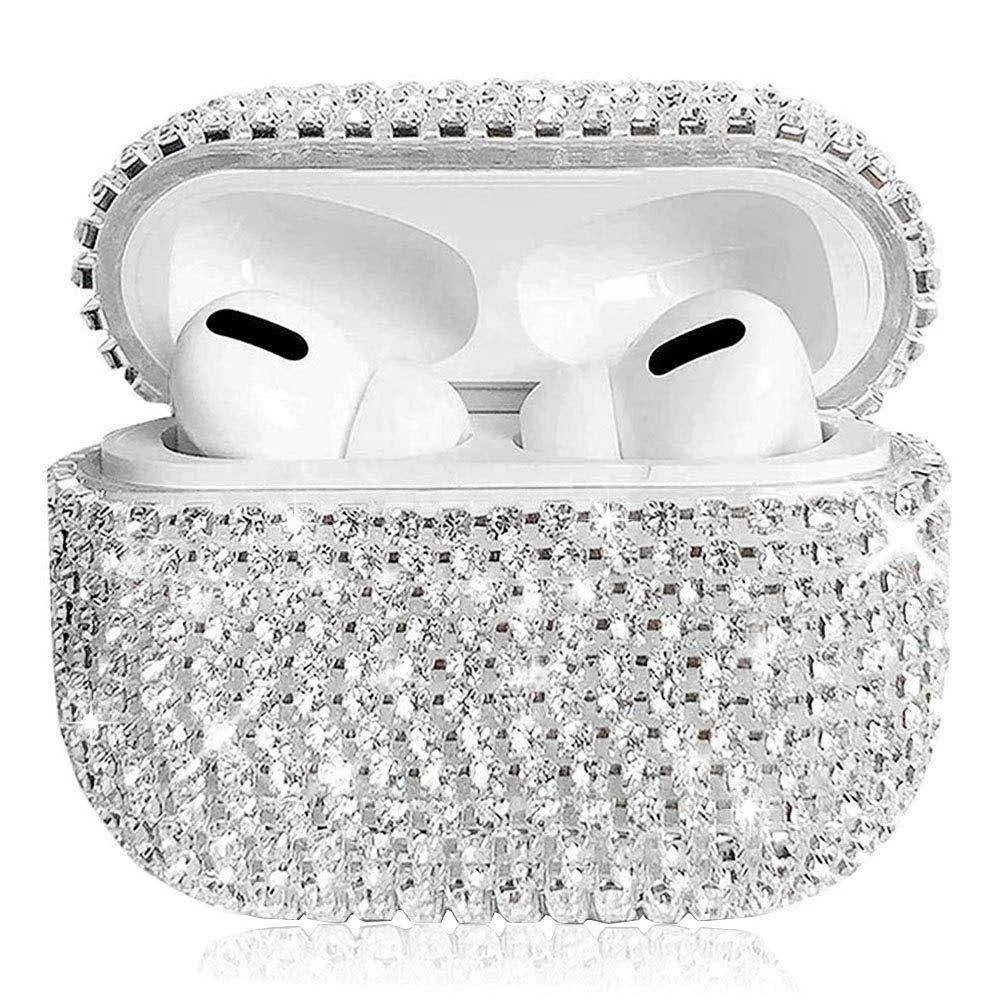 

Newest cases protect earphone for air pod 3 Shiny flash diamond for bling for apple airpods pro case cover, Black/silver