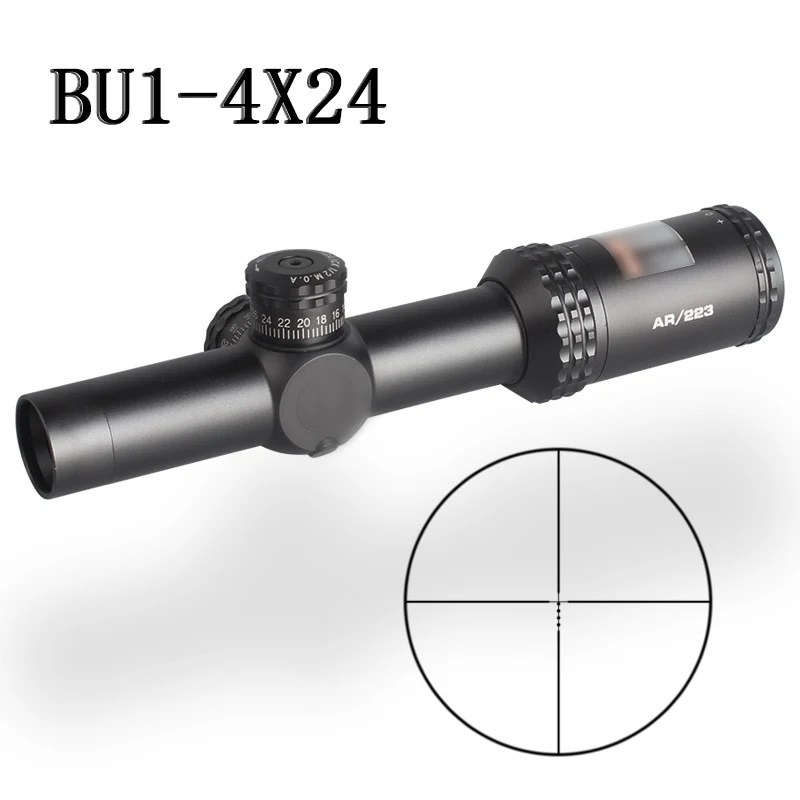 

Wholesale Spot BU 1-4X24MM hunting optical sight shockproof chasse rifle scope sight for pcp air gun, Black