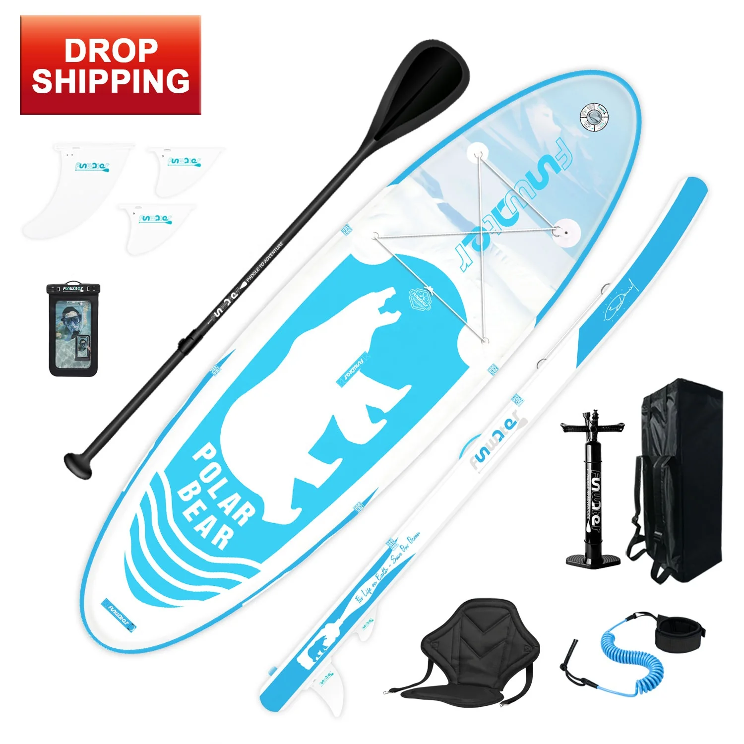 

FUNWATER Dropshipping sup stand board paddle inflatable standup paddle board premium inflatable stand up paddle board