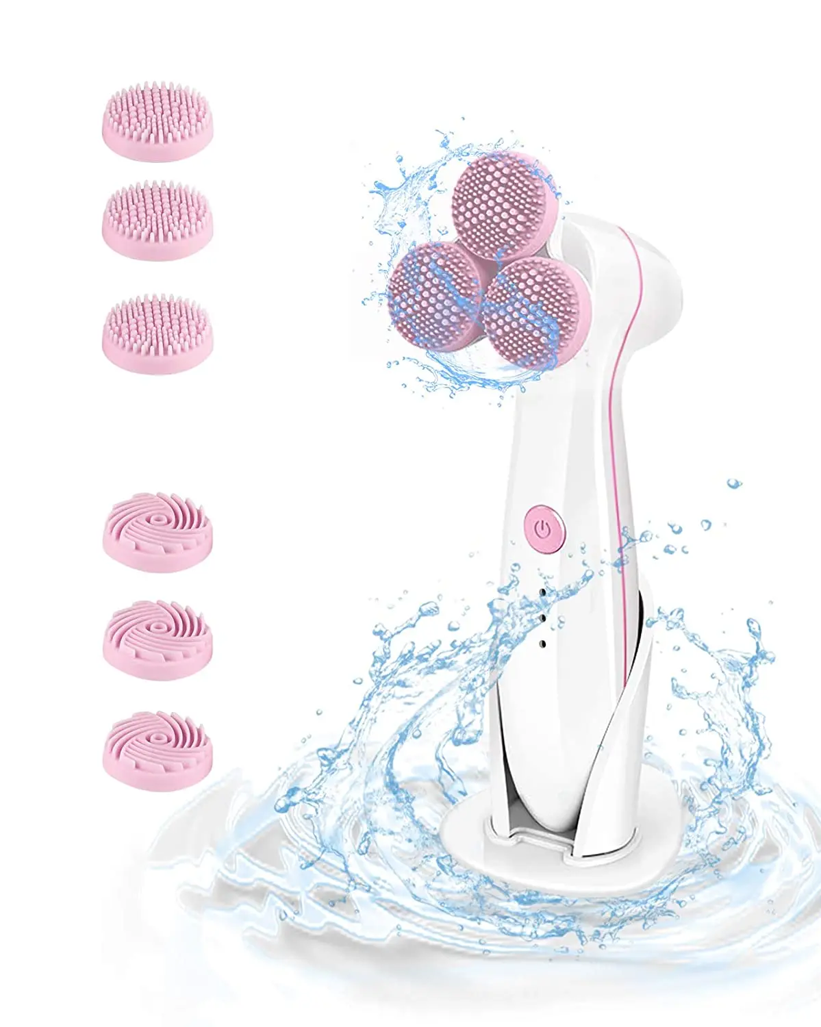 

2021 amazon silicone face brush sonic electric facial cleansing brush device with case wholesale for sale, Blue, pink