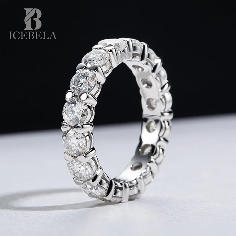 

Cluster Gra Certified 5mm 925 Silver Iced Out Hip Hop Tennis Ring Moissanite Cuban Link Ring