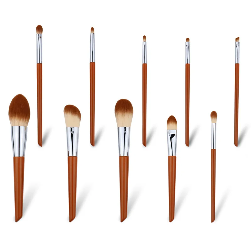 

New 10pcs custom makeup brushes high quality wood material rich bristles eyeshadow brushes full kit use for makeup, Orange