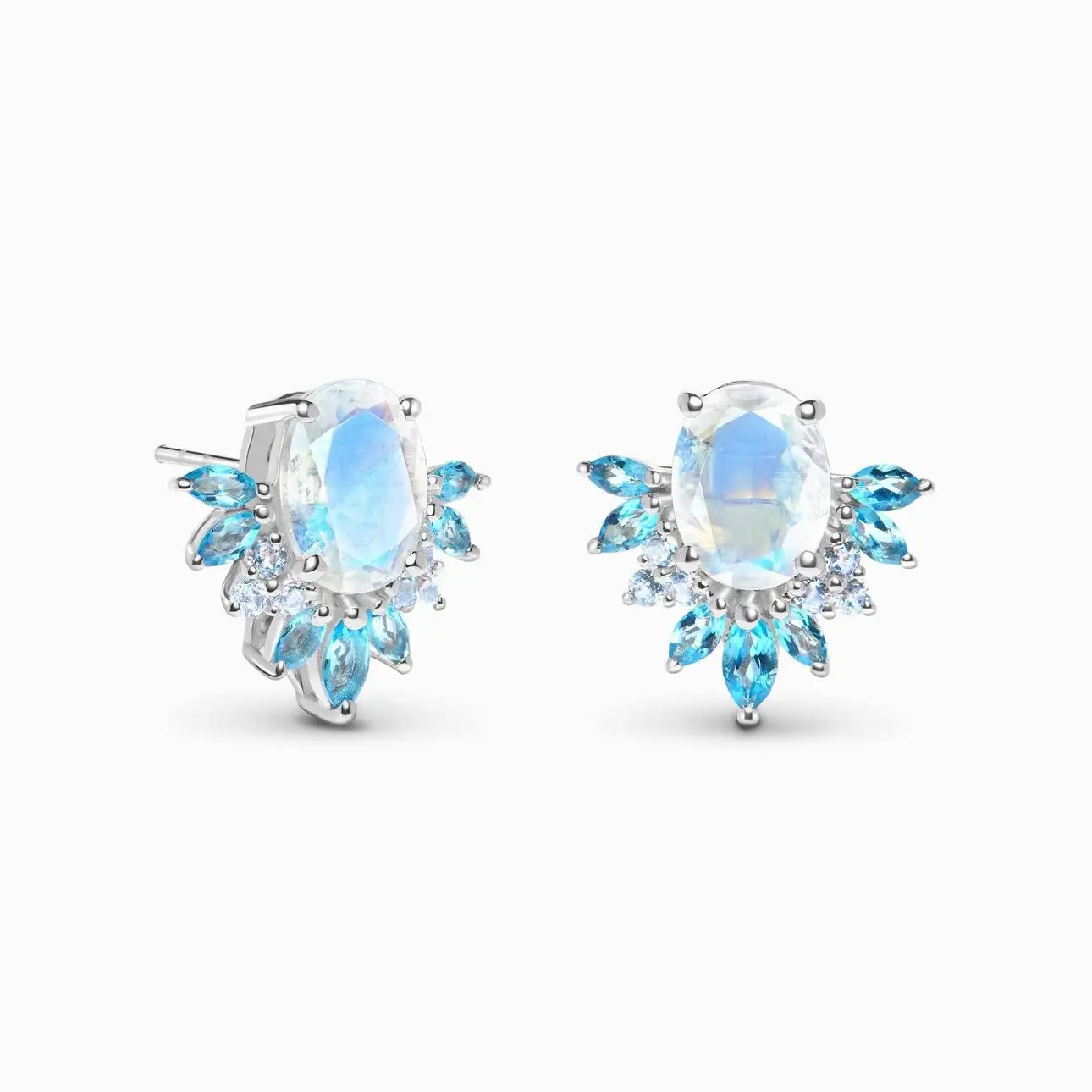 

Milliedition new arrival beautiful blue opal moonstone crystal stud earrings, Picture shows