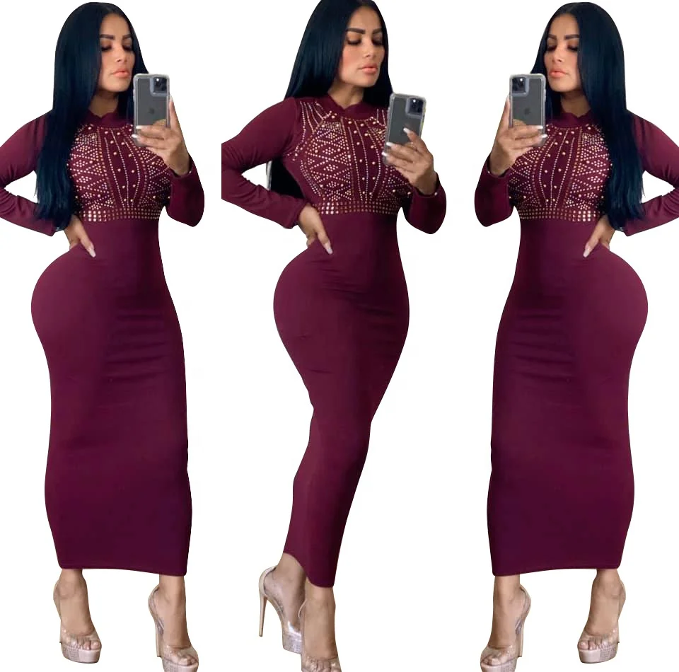 

B34649A 2019 Sexy winter lady long sleeve woman party bandage dress, Shown