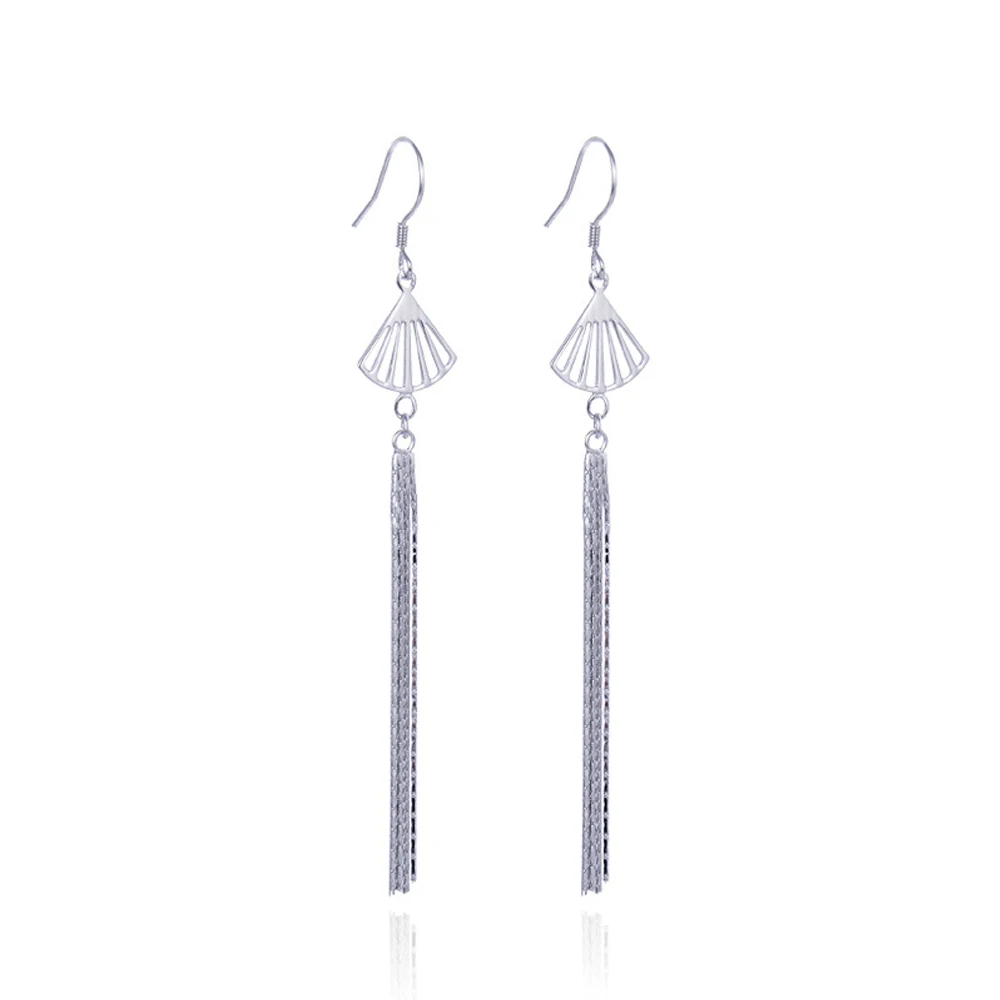 

Fine jewelry 100% 925 Sterling Silver Long scallop fringed S925 pure Tremella hook