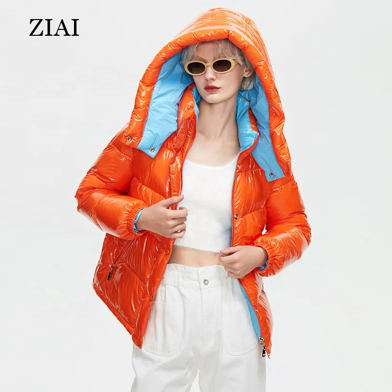 

Wholesale Zip Up Cotton padded jacket women designer puffer coat custom bubble coat warm casual girls puffer jacket, Orange