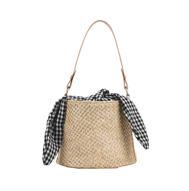 

In stock Fashionable Customizable cute woven bucket crossbody