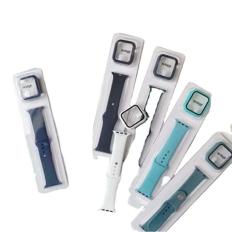 

2 in 1 Sets Tempered Glass Face Case Watch Band Silicone Strap Bands For Apple iWatch, Many