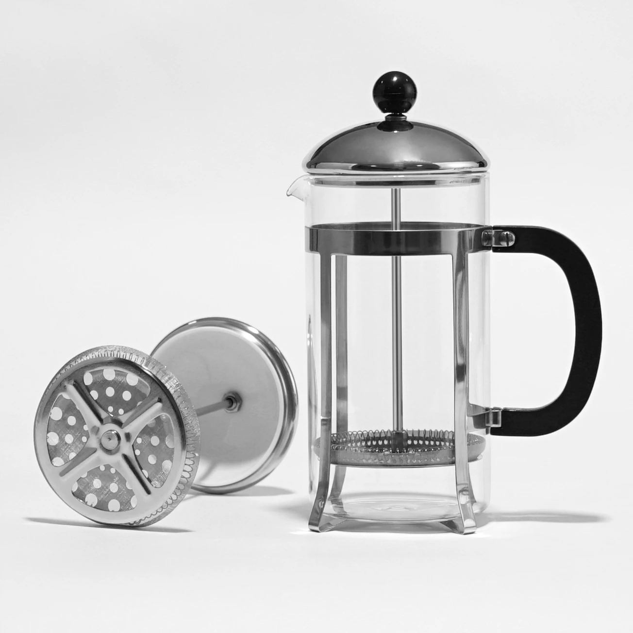 

Commercial Brew Coffee High Borosilicate Glass Profession Coffee Maker French Press, Sliver