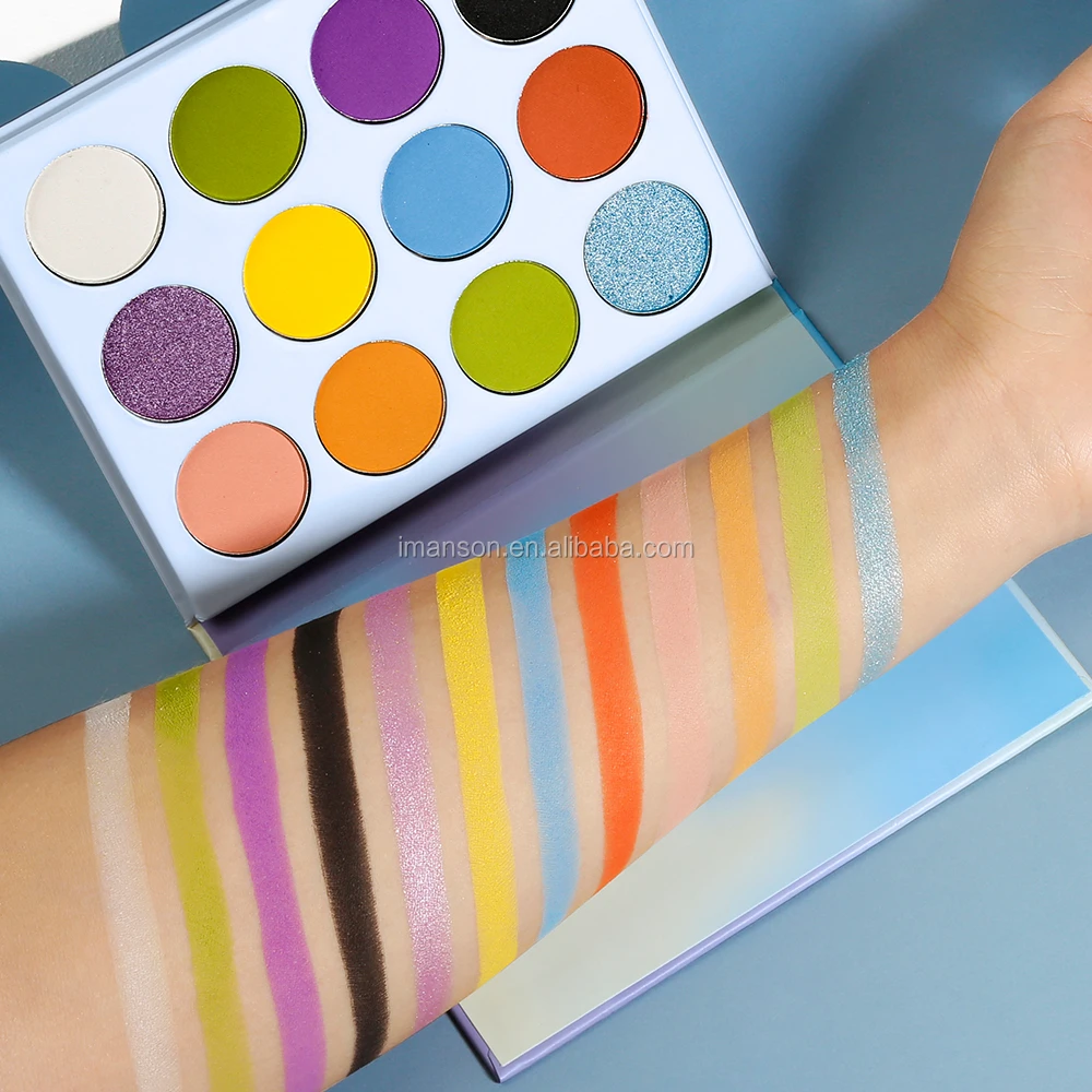 

No Logo High Pigment Eyeshadow Palette 12 Color Eye Shadow Palette Cosmetics, Blue