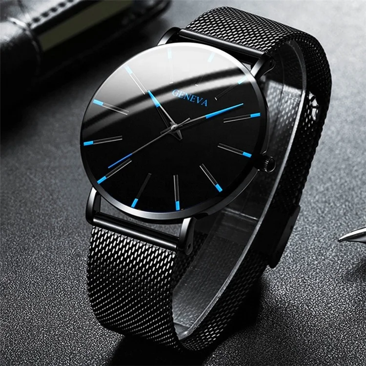 

2021 Minimalist Fashion Watches Simple Men Business Stainless Steel Mesh Belt Quartz Watch, Picture