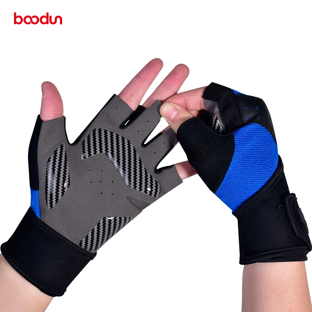 

new style men leather gym gloves with long wrist weight lifting gloves gym, Red white