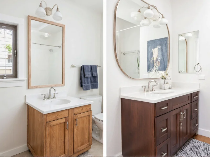 Side-by-side comparison of DIY and store-bought bath vanities