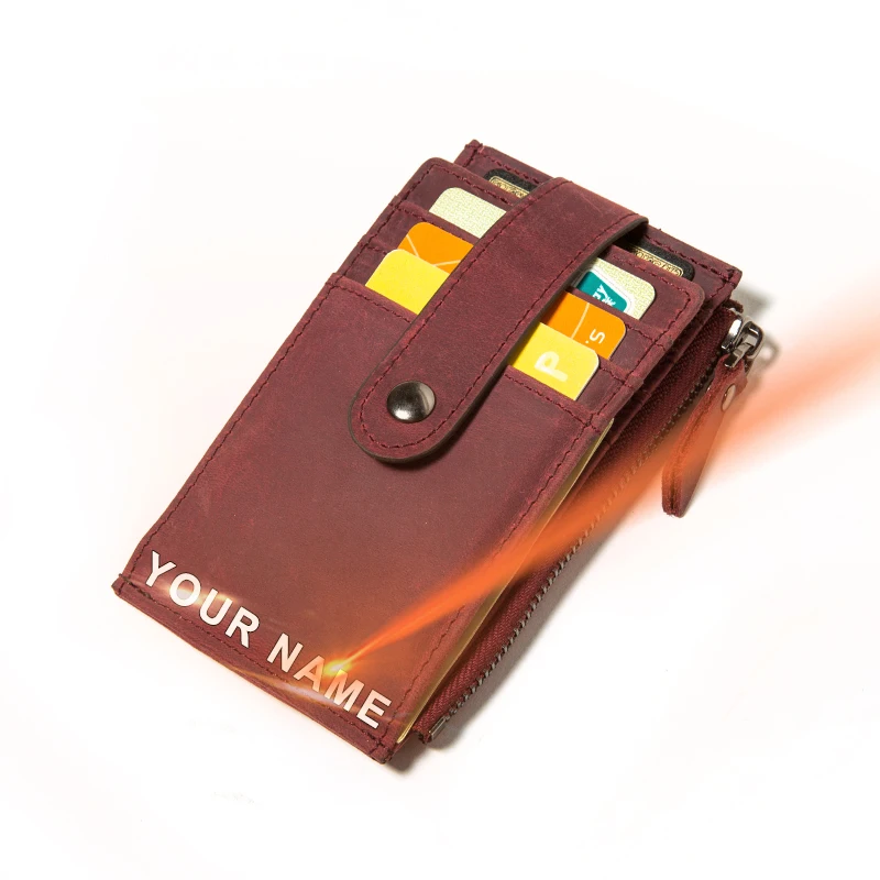 

Free Shipping Business Name Card Display Box Engraved Logo Wallet RFID Blocking Women Genuine Leather Credit Card Holder