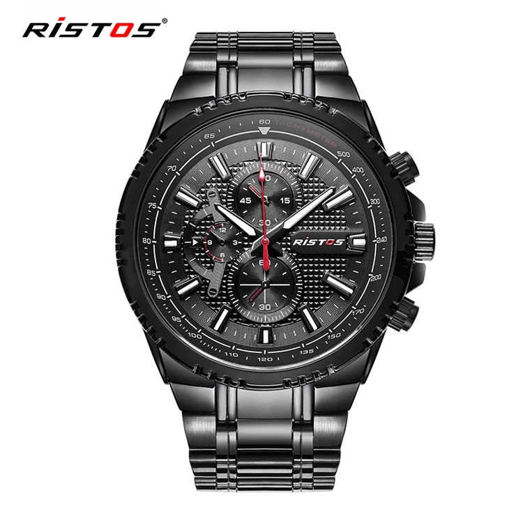 

RISTOS 9323 Male Watches Military Wristwatch Stainless Steel Reloj Hombre Men Quartz Sport Fashion Watch