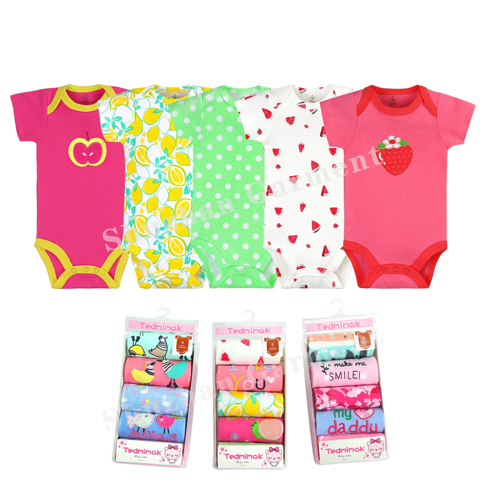 

Wholesale Newborn Baby Clothes Short Sleeves Baby Cotton Romper /baby bodysuits/Onesie, Random color