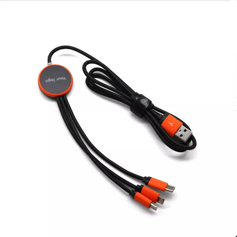 

Promotion Electronic Gifts USB Charging Cord Glow 4in1 USB Charger Cable With LED Light Up Logo, Black,silver,red,green or customised