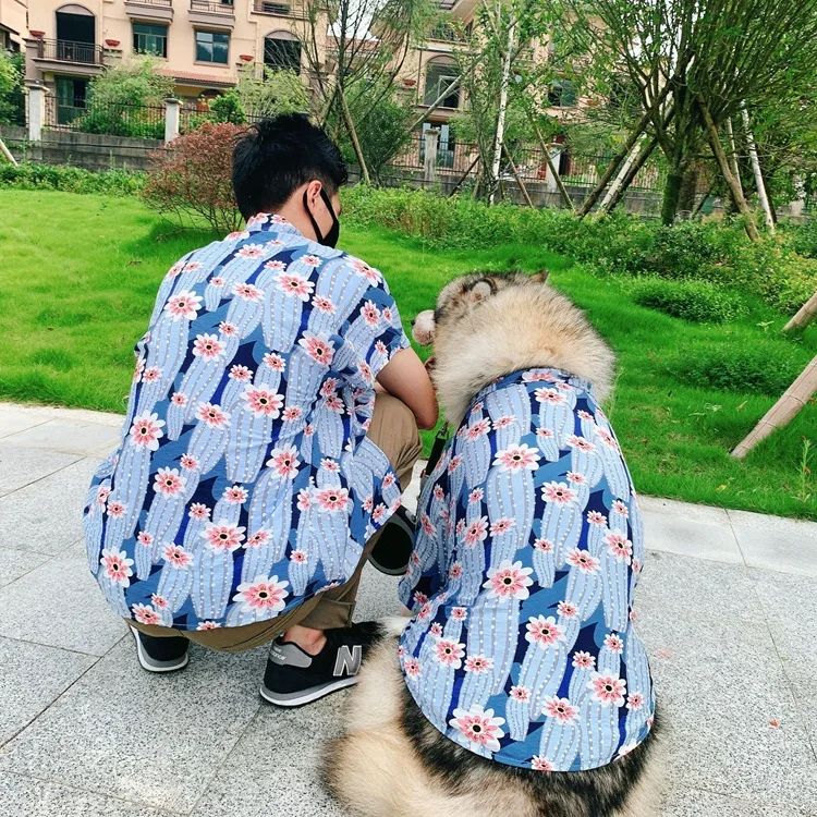 

High quality Summer boys mens floral casual shirts and dog matched
