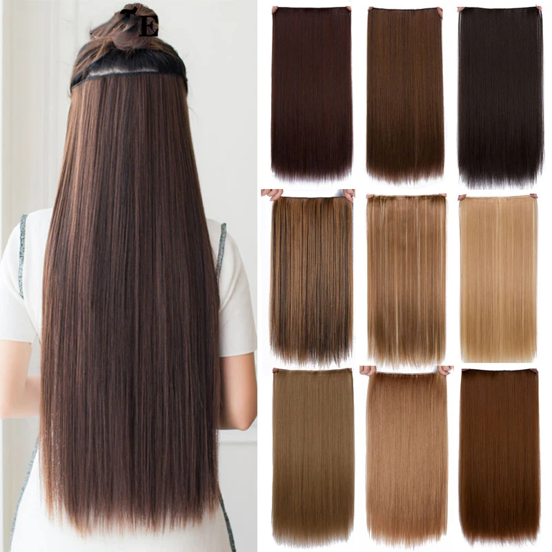 

Hot Sale Long Straight Clip in Synthetic Hair Extensions Black Brown High Temperuture Pink Blue Red Hair Piece Hair Extension