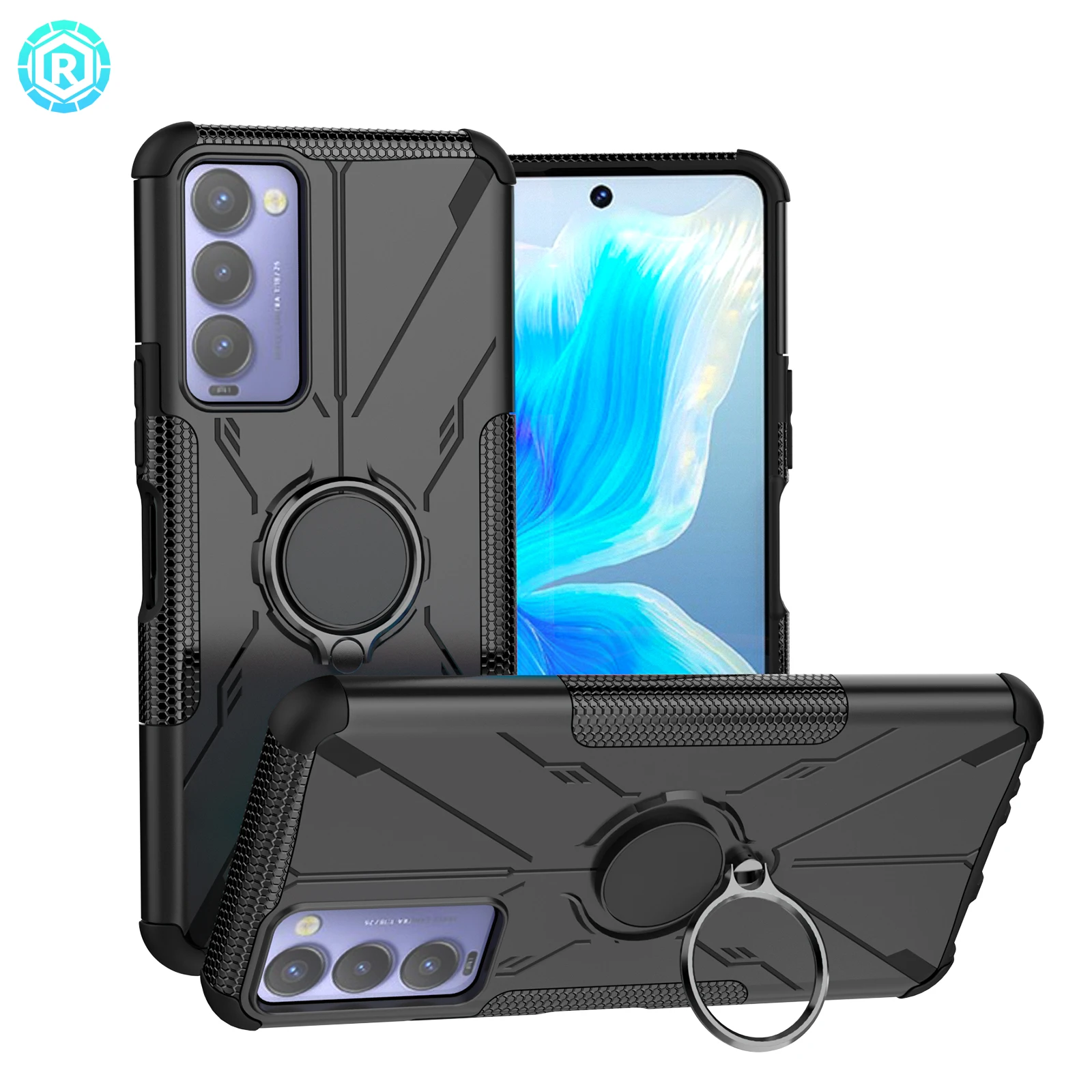 

Mecha Phone Case Folding 360 Ring Kickstand Mobile Cover For Tecno Camon 18 For Tecno Camon 18 Case