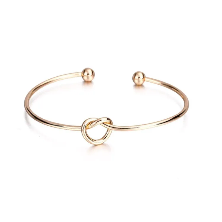 

Women Accessories Simple Design Silver/ Gold/ Rose Gold Personalized love knot open copper bracelet