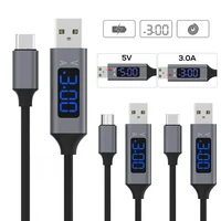 

Amazon 3A Quick Charge 3.0 Fast Charger USB Charge Cable Led Digital Display Micro USB C 8Pin Cable for iphone for Samsung