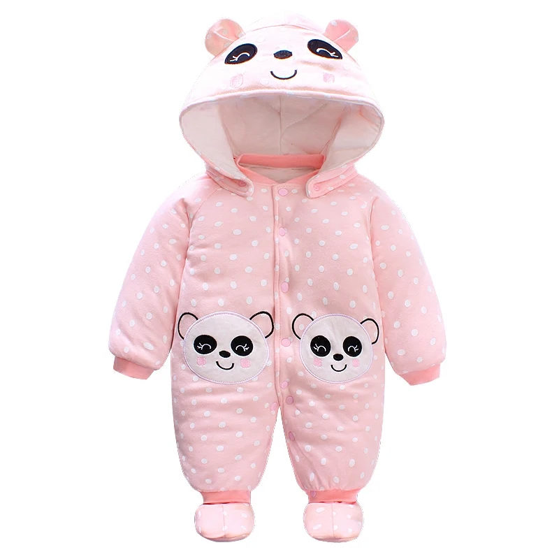 

Hat Cotton Jumpsuit Infant Winter Outfits Set Baby Girls Rompers with Footies, Picture shows