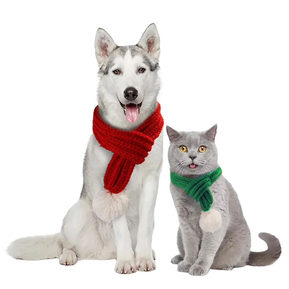 

High quality cute pet Knitting scarf Christmas dog scarf cat scarf, Red,green,gray