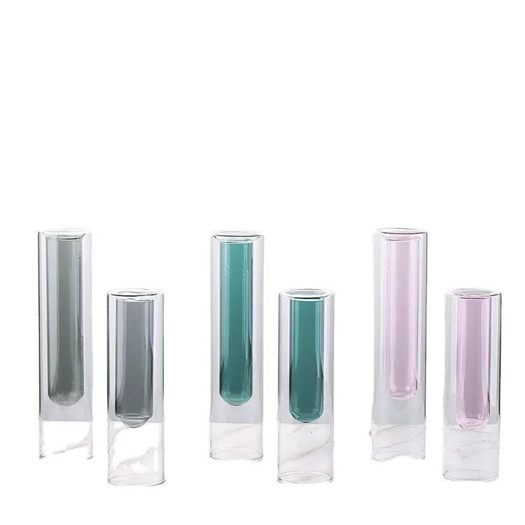 

wholesale houseware cheap clear elegant cylinder customized glass vase for decoration Test Tube Style Vase, Brown. transparent