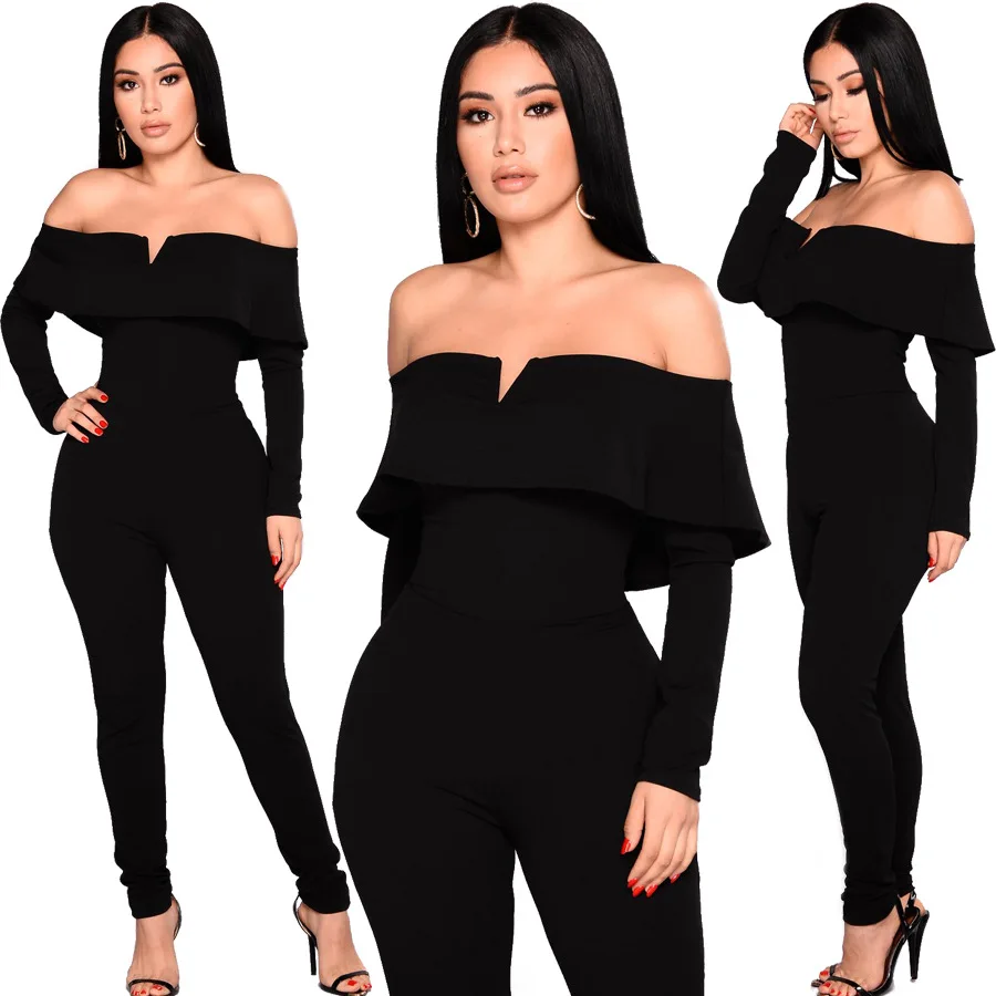 

summer off shoulder corset sexy party night romper black onepiece women stacked jumpsuits, Picture