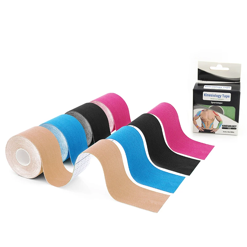 

5cm*5m black 2 way stretched waterproof kinesiology muscle tape with small box, 12 colors
