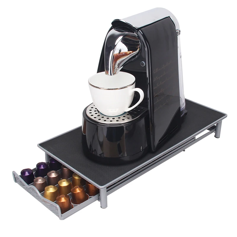 

Newest Design Metal And Iron Art Material Standing Type Coffee Capsule Rack, Black