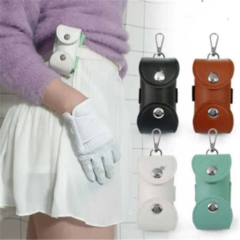 

Golf Ball Pouch Tee Holder Belt Waist Pack Bag Sports Accessory Holds 2 Balls and 2 Golf Tees With Metal Hook, Black,apricot
