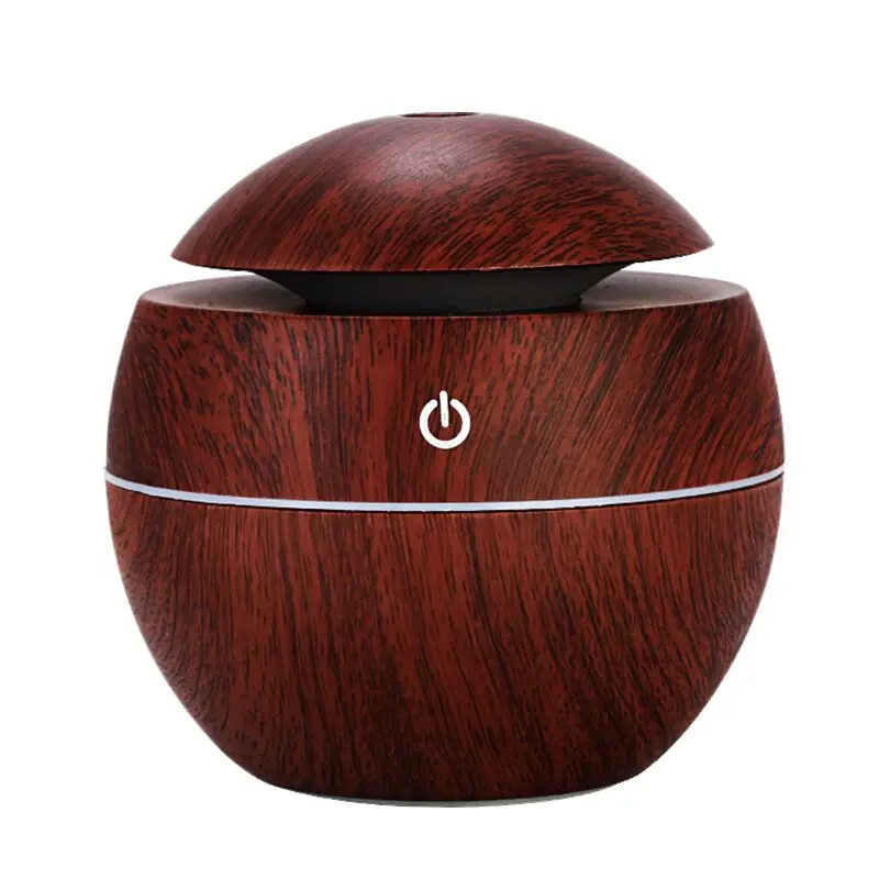 

New Style USB Wood Grain Humidifier Wood Grain round Spherical Humidifier Night Light Mute Spray Humidifier Dropshipping