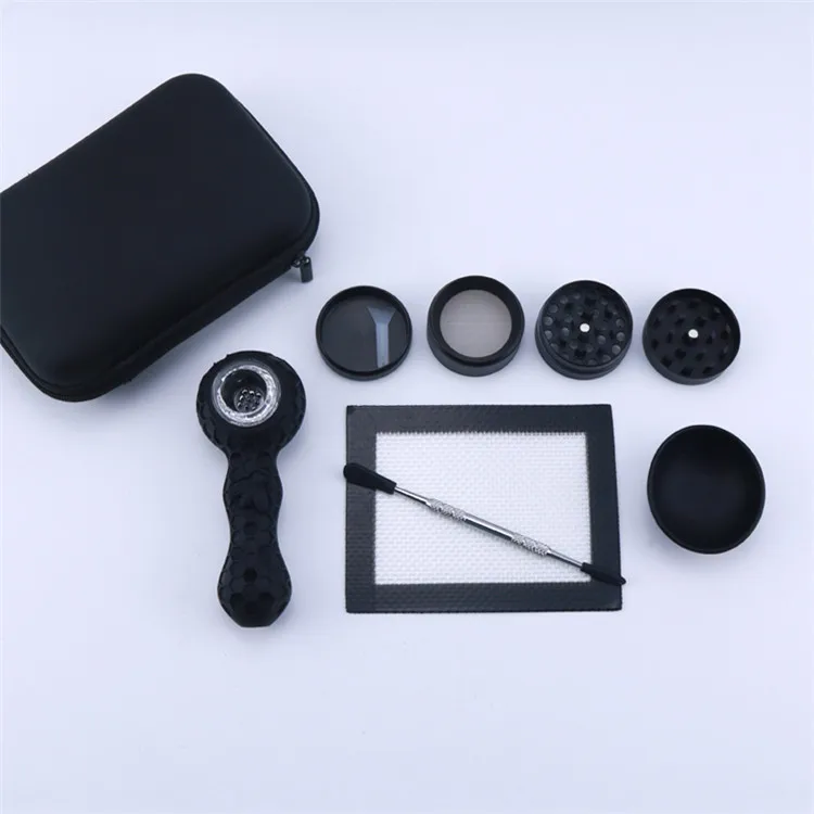 

All Black Style Nectar Dry Herb Collector Smoking Set Wax Dabber Grinder Weed Accessories Kits Bee Smoking Pipes