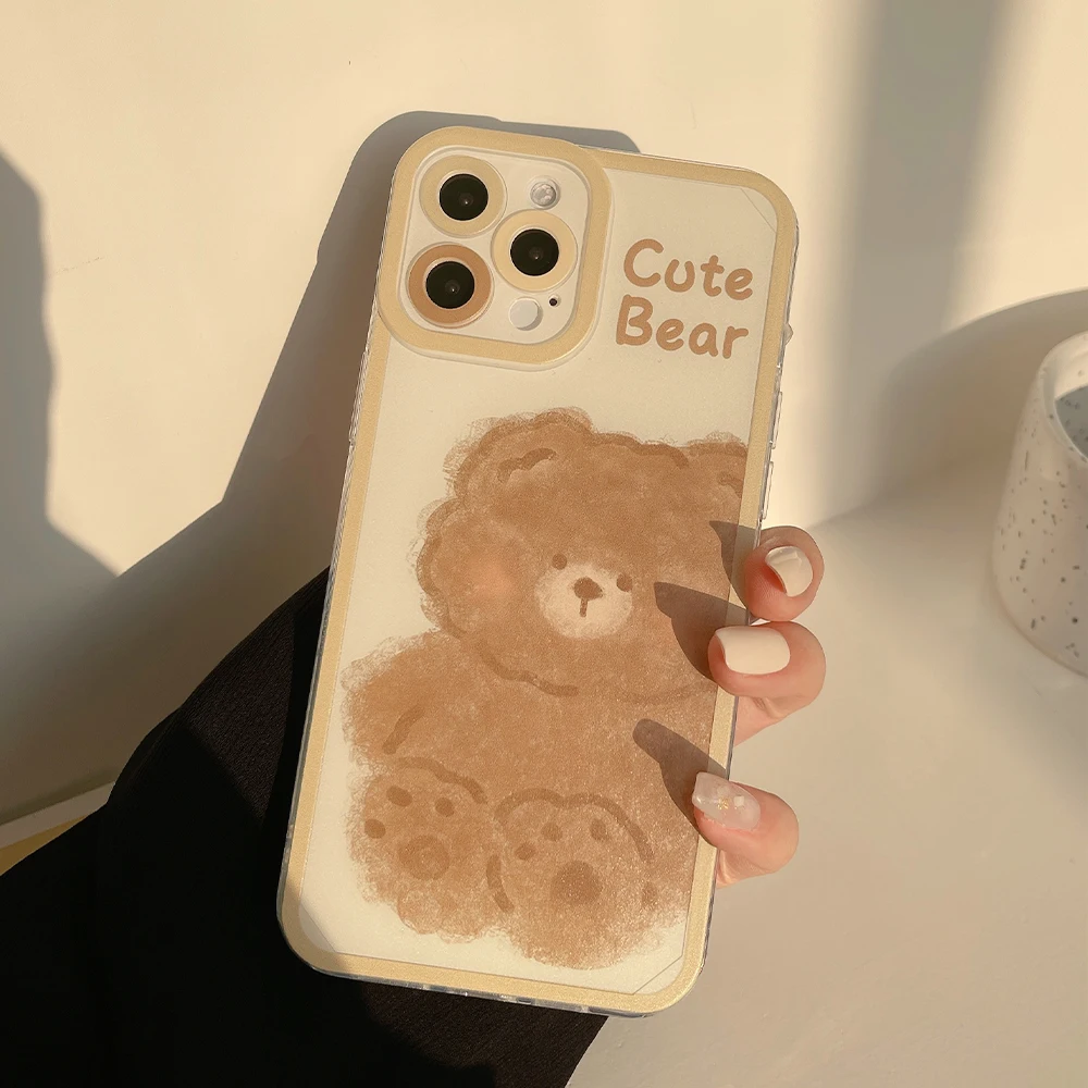 

Cat eye plush bear china mobile phone tpu case for apple iphone 13 pro max 11pro, Transparent geometric contrast blue grid