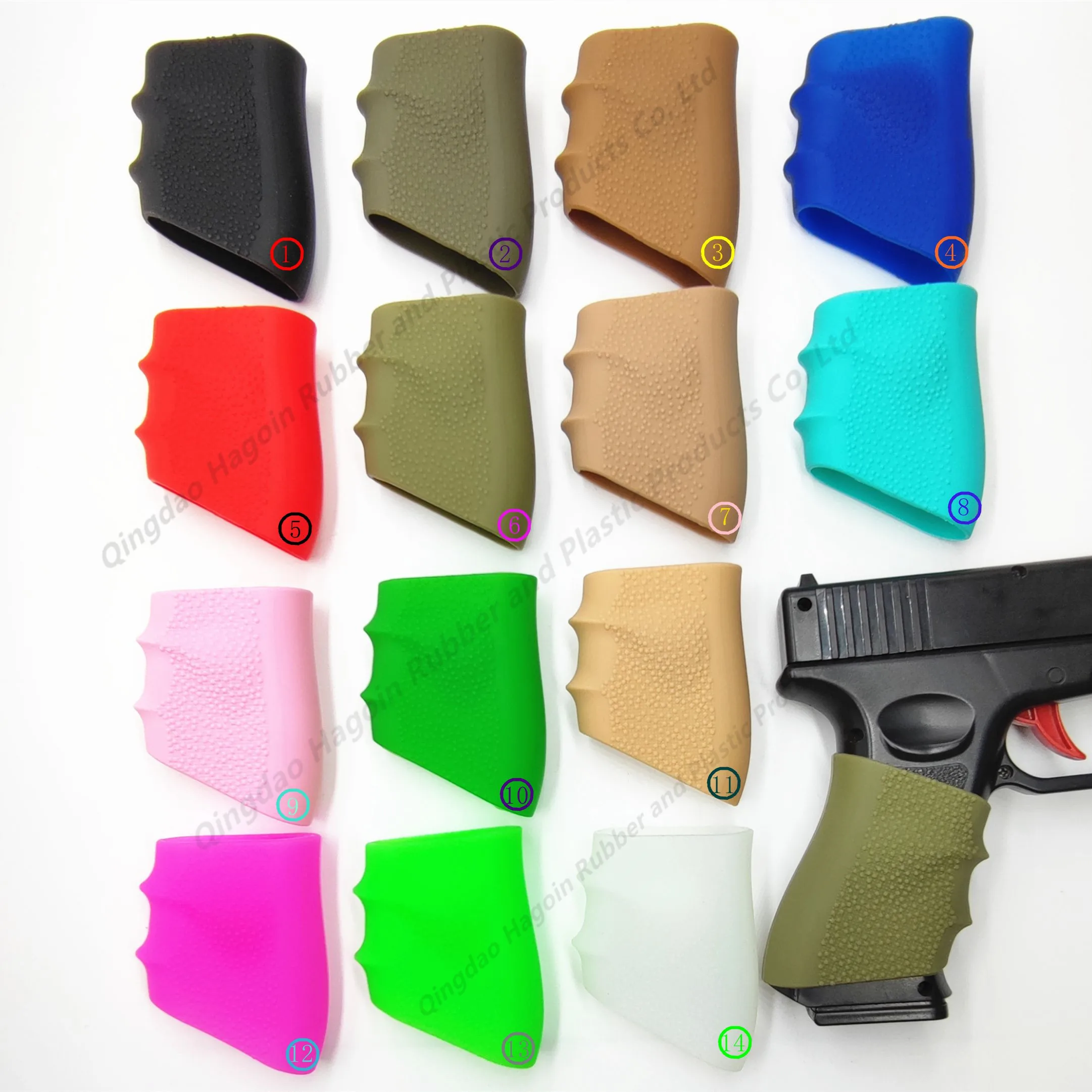 

Stock Tactical Glock Anti Slip Handall Full Size Pistol Silicone Rubber Grip Sleeve Glove Holster suit for Glock SW PX4 Sigma, 14 colors are avaliable, accept customized color