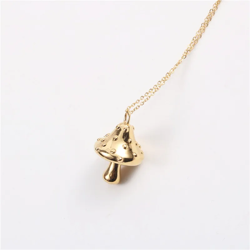 

Funny Cute Stainless Steel Mushroom Shape Pendant Necklace, Gold