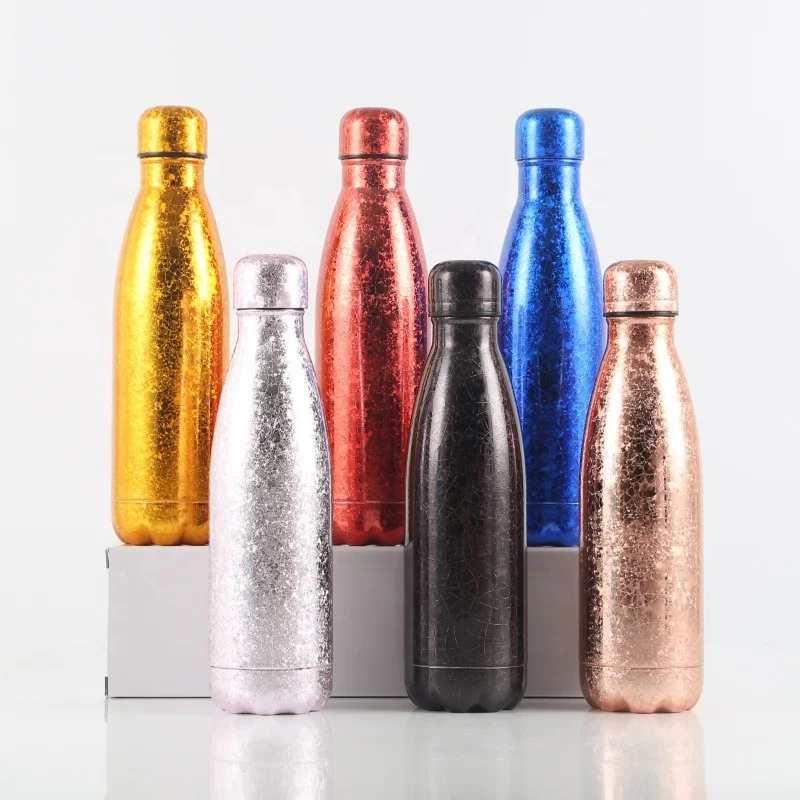 

500ml 750ml Sports Drinking Water Glitter Metal Insulated Vacuum Stainless Steel Coke Shaped Cola Water Bottles with Custom Logo
