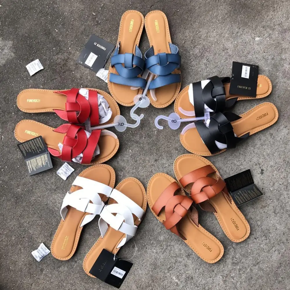 

European and American summer new leather around all kinds of open toe casual flat bottom sandals antiskid women's slippers