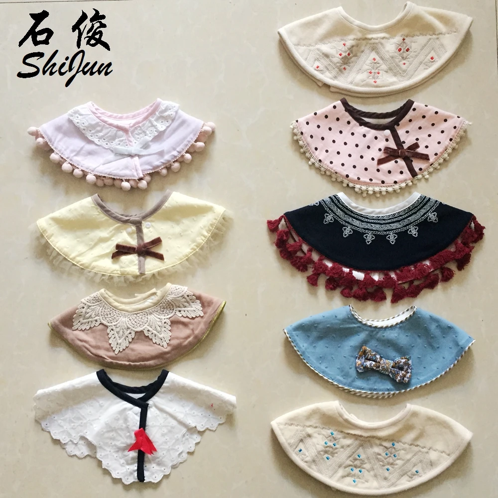 Shijun Lovely Lace Full Circle  Newborn Toddler Cotton  Baby Bibs Girls ruffled Round Saliva Towel Kids Feeding Bib