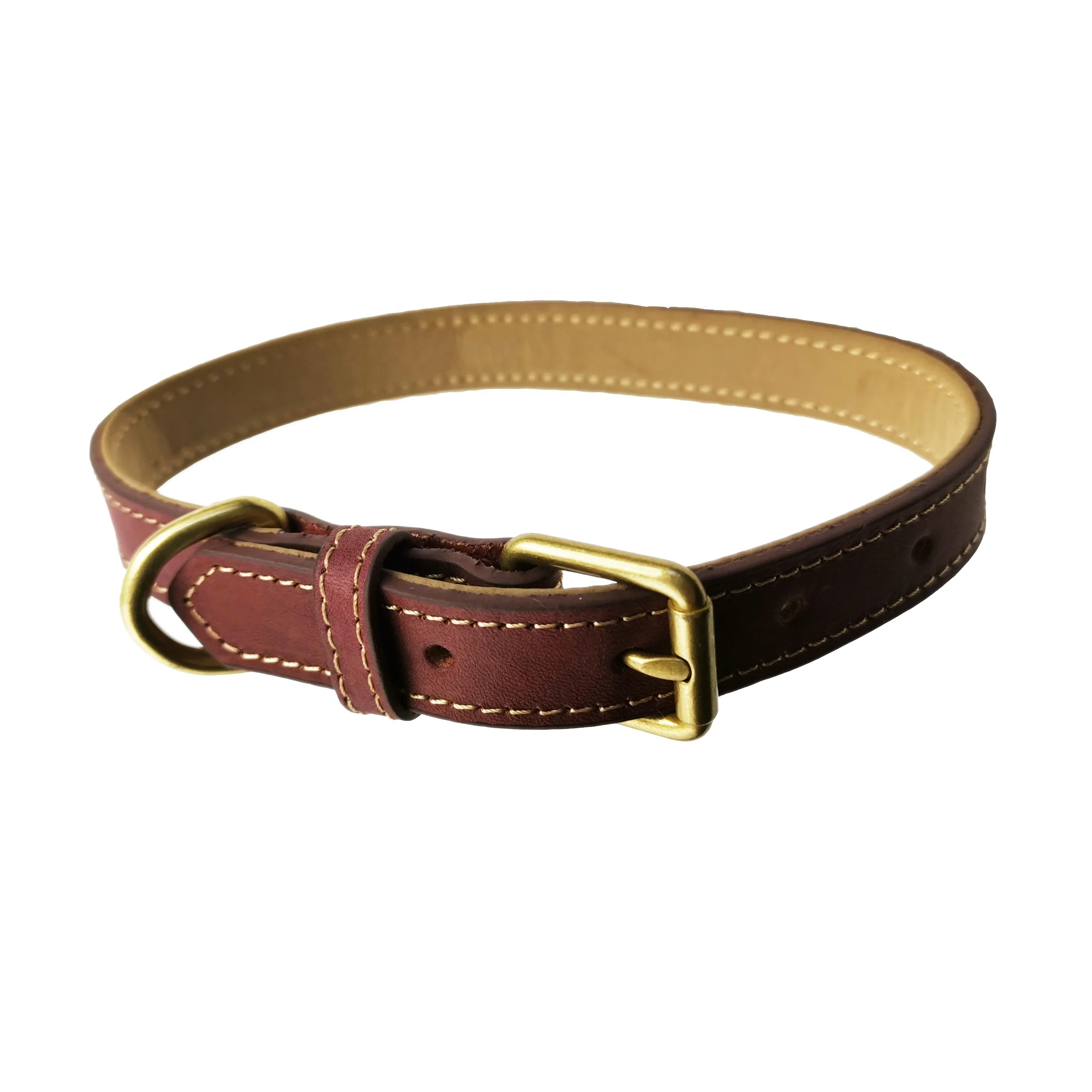 

Stocked Wholesale Pet Products Accessories Dog Cat Genuine Leather Collars For Training Travel Safty Gifts