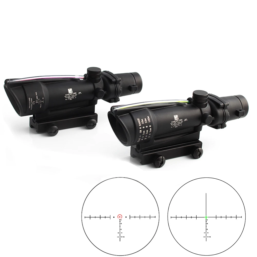 

Hunting 3.5X35 ACOG Real Fiber Scope Green Red Horseshoe Reticle Tactical Optical Sights for cal .223 .308 for riflescope