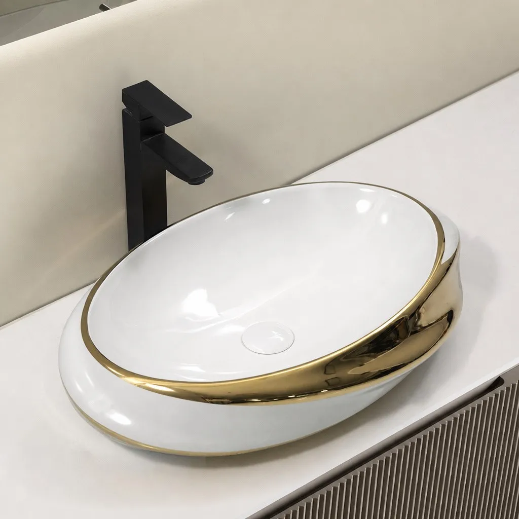 gold-bathroom-sink-bowl-9819-E-568-luxury-electroplated-oval-vessel-basin-mobius-twisted-gold-ribbon-matte-black-faucet