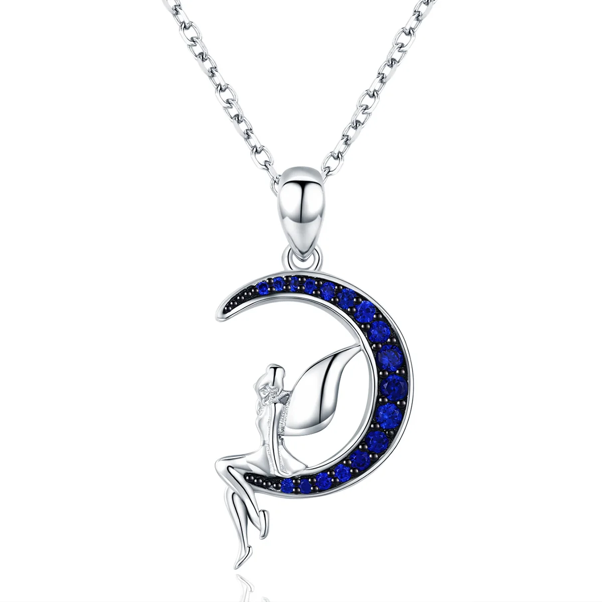 

Moon fairy s925 platinum-plated necklace fashion item new design blue moon pendant charms, Silver, blue moon