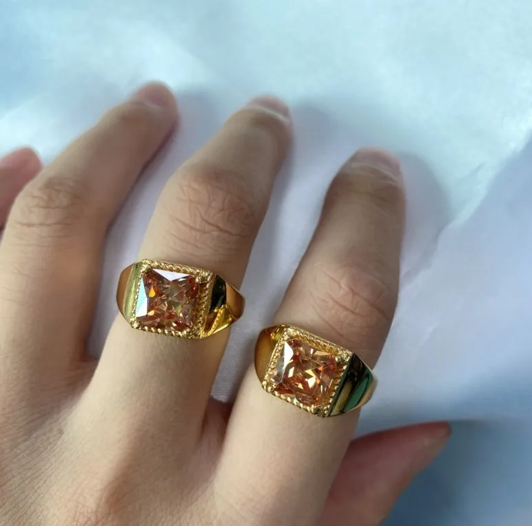 

Vintage Gemstone Jewelry Water Resistant Black Onyx Trendy Chunky Rings Stainless steel Popular Coffee Brown Stone Ring, Gold,rose gold,black and silver