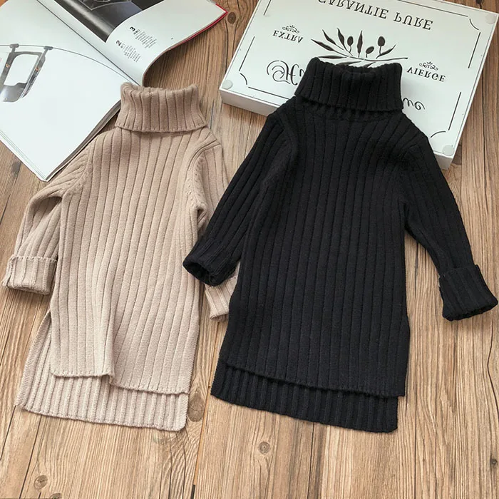 

2019 fashion cute solid color child girls sweaters dress